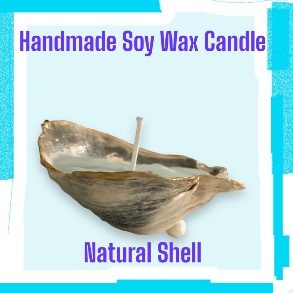 Sold - Homemade Soy Wax Candle in a Seashell Ocean Breeze Scented